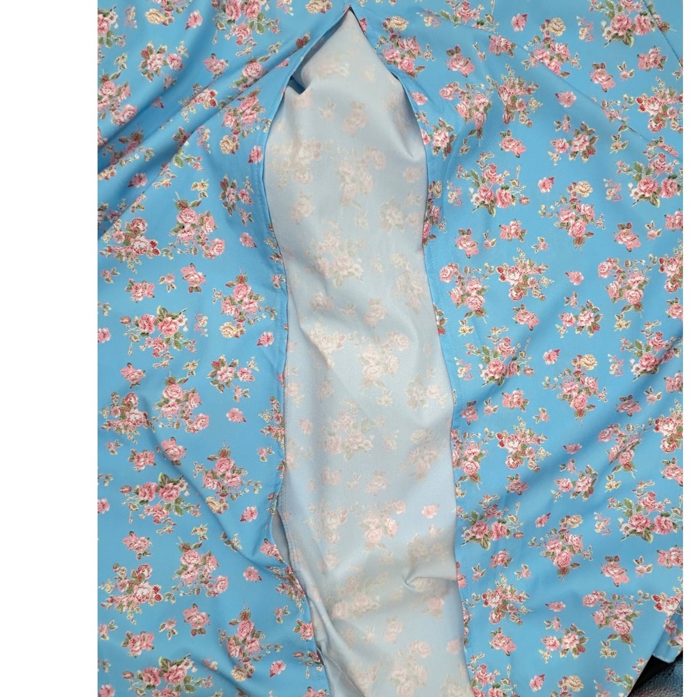 SHEIN Curve Blue Floral Milkmaid Maxi Dress 4XL Plus Size Smocked Puff Sleeve - Picture 8 of 11